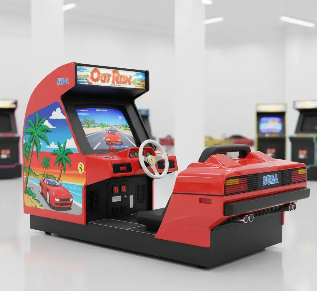 Odrestaurowany klasyczny automat dla gry 'Out Run'