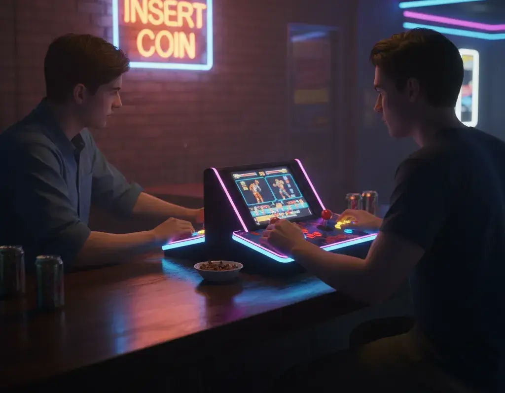 Kompaktowy automat bartop stojący na blacie z dwoma graczami